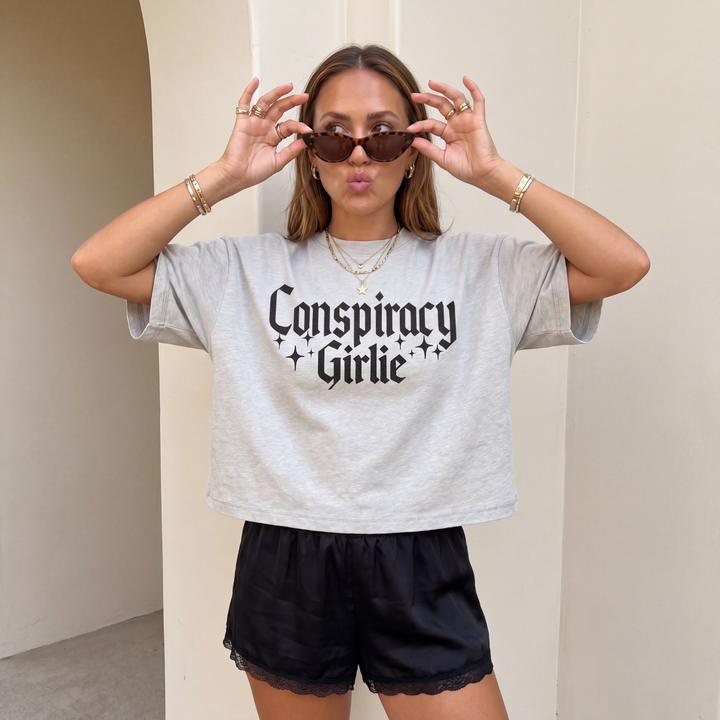 Conspiracy Girlie Luxe Crop Oversized Drop Sleeve T-Shirt