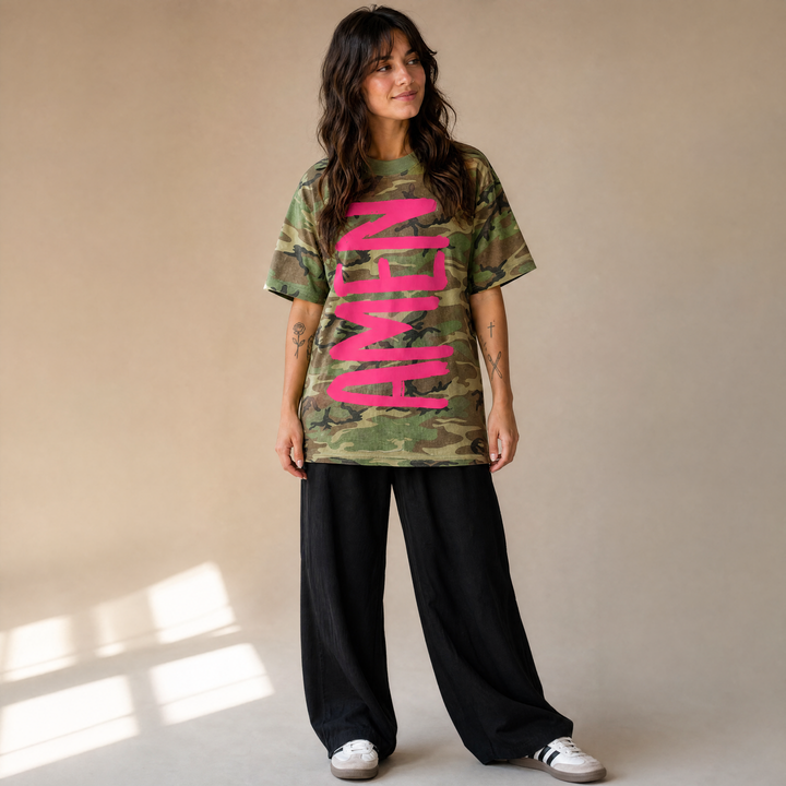 AMEN Camo Luxe Oversized Drop Sleeve T-Shirt