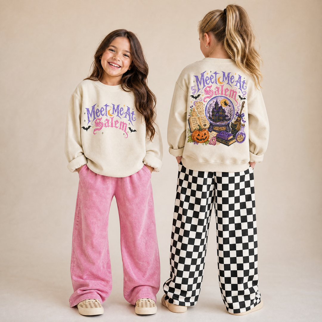 Girls Checkerboard Wide Leg Pants