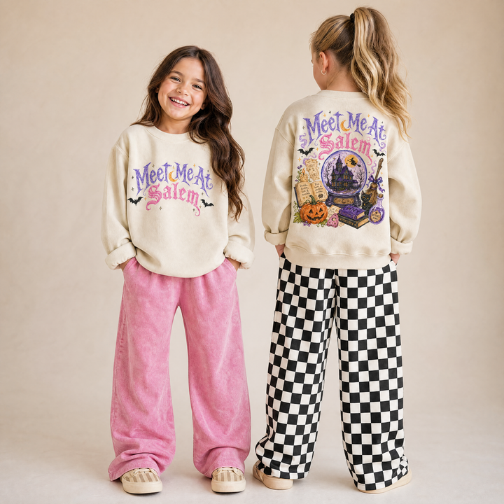 Girls Checkerboard Wide Leg Pants