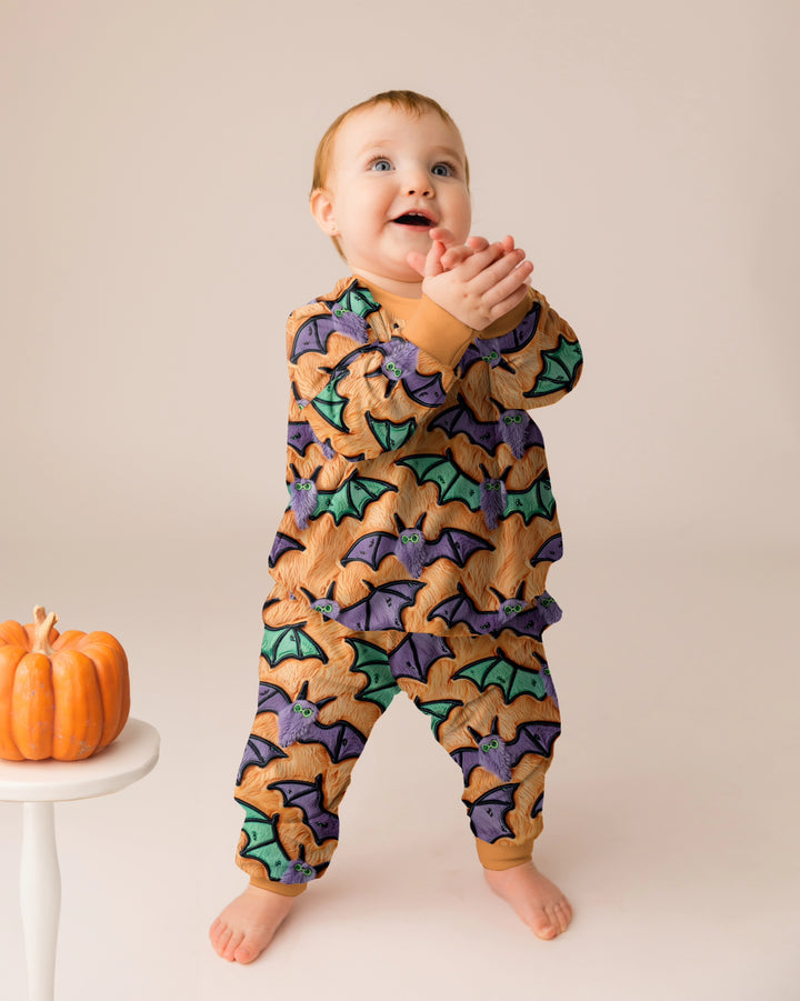 Nocturnal Friends Faux Embroidery | Bamboo French Terry Jogger Set