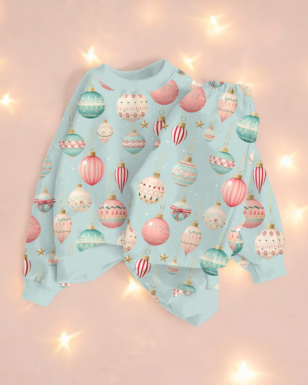 Merry Baubles | Bamboo French Terry Jogger Set - Bunny Knots