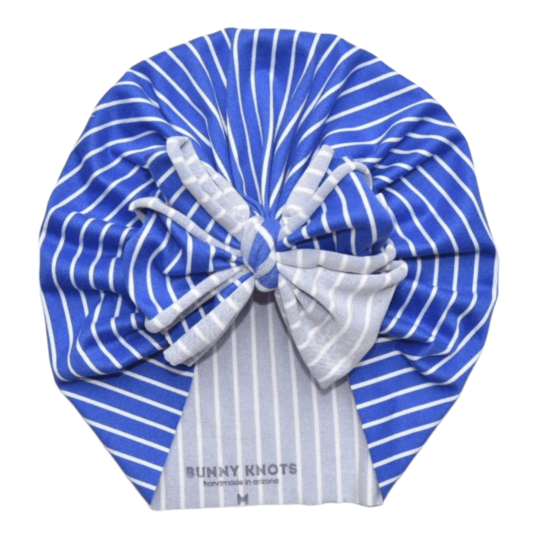 Hayes | Blue & White Stripe | Classic Headwrap - Bunny Knots