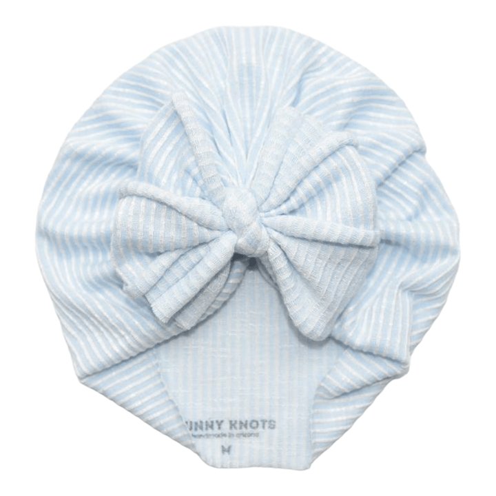 Marilee | Baby Blue & White Stripe | Buttery Seersucker Headwrap - Bunny Knots