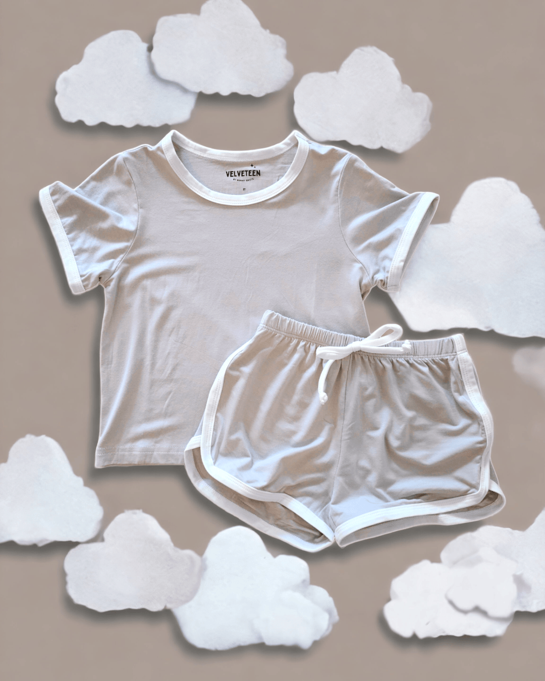 Fog Grey | Bamboo Retro Shortie Set - Bunny Knots
