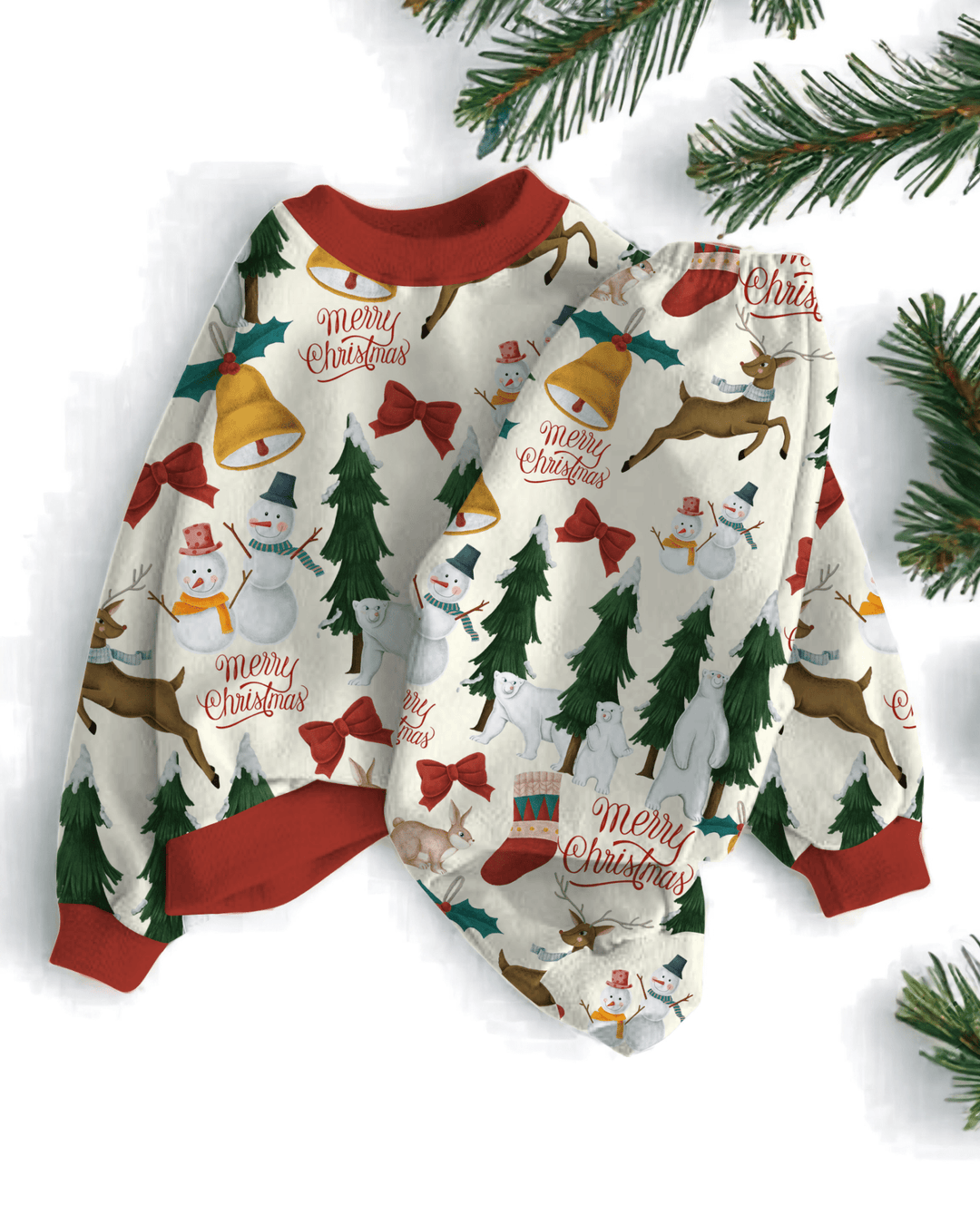 Christmas Traditions | Bamboo French Terry Jogger Set - Bunny Knots