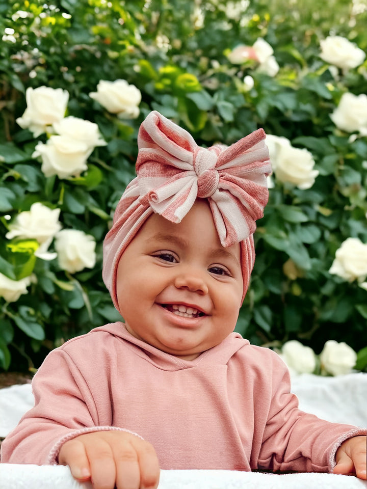 Brookie | Faded Red Stripe | Lightweight Sweater Headwrap - Bunny Knots