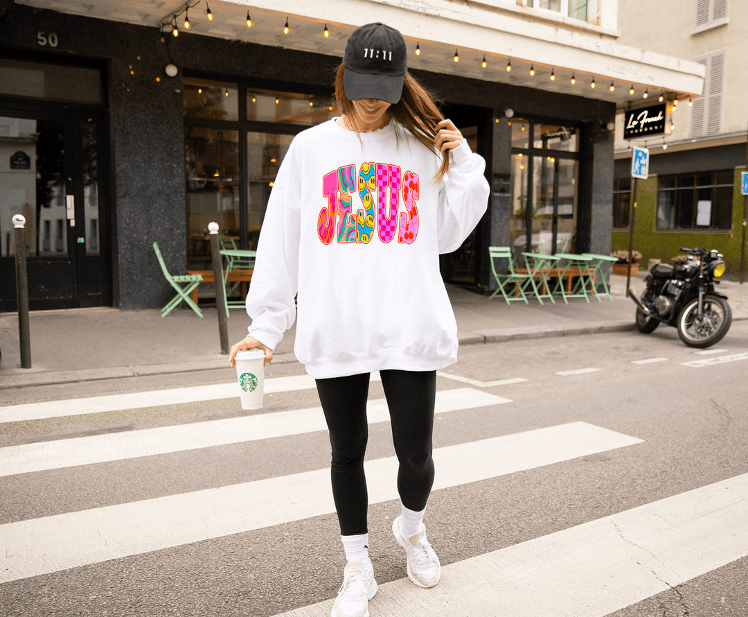 Peace, Love, & Jesus Crewneck Sweatshirt - Bunny Knots