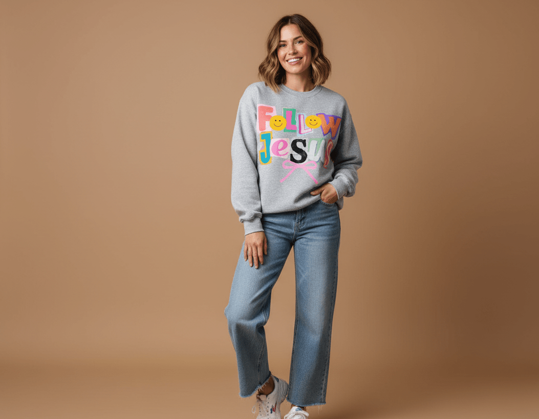 Follow Jesus Crewneck Sweatshirt - Bunny Knots