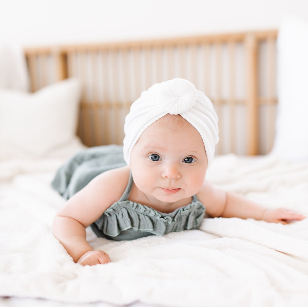James | Cloud White | Brushed Rib Headwrap - Bunny Knots