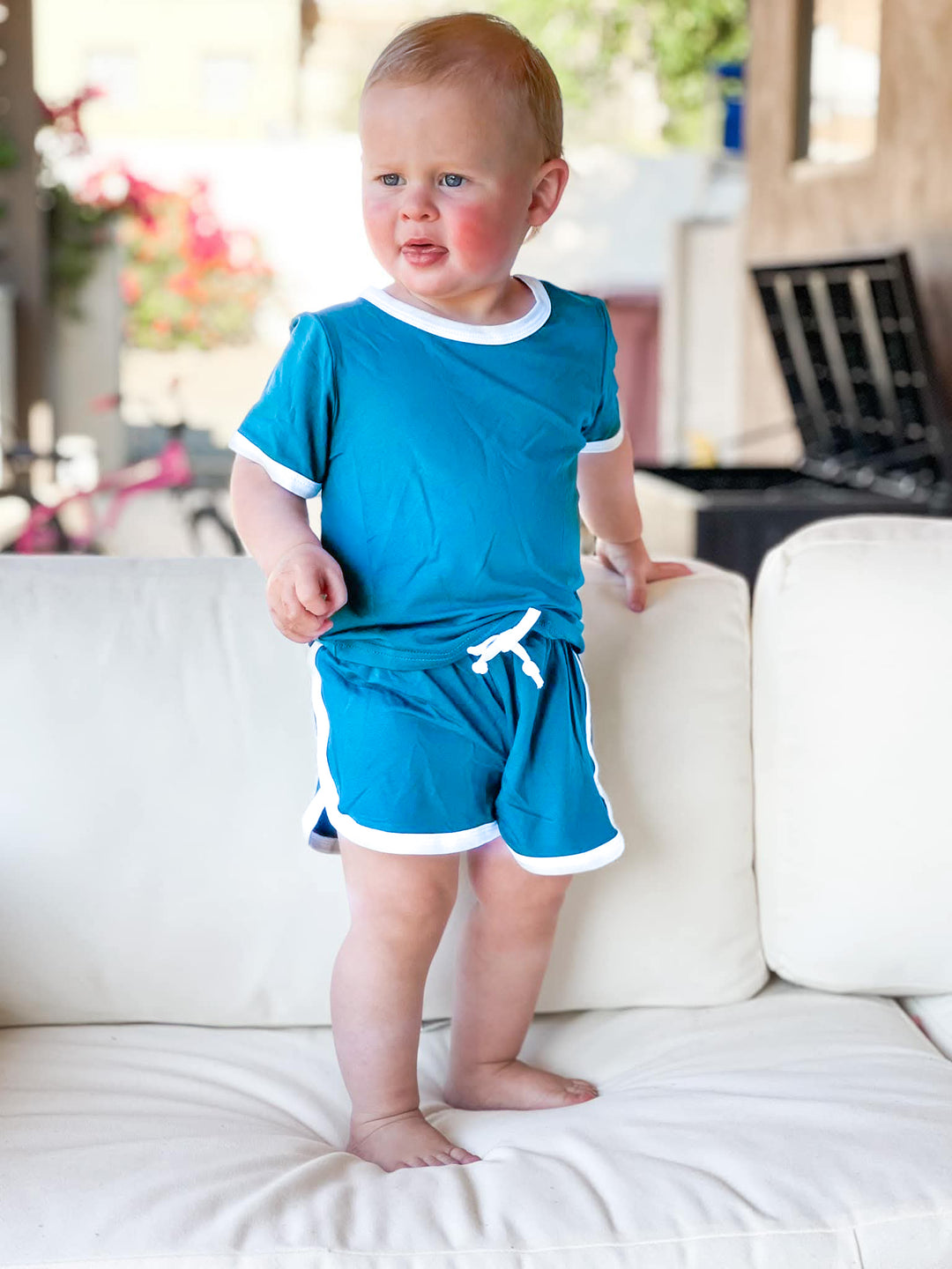 Capri Blue | Bamboo Retro Shortie Set - Bunny Knots