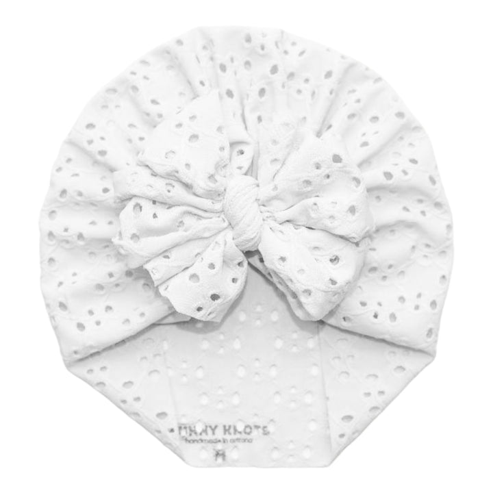 Brinsley | Purely White | Eyelet Headwrap - Bunny Knots