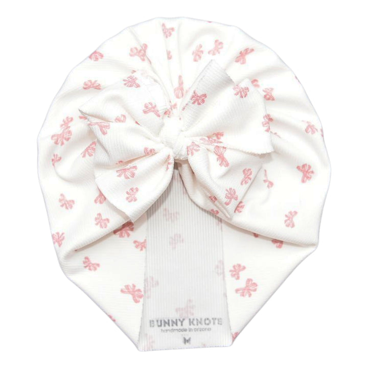 Ruthie | Pink Bows | Ribbed Headwrap - Bunny Knots