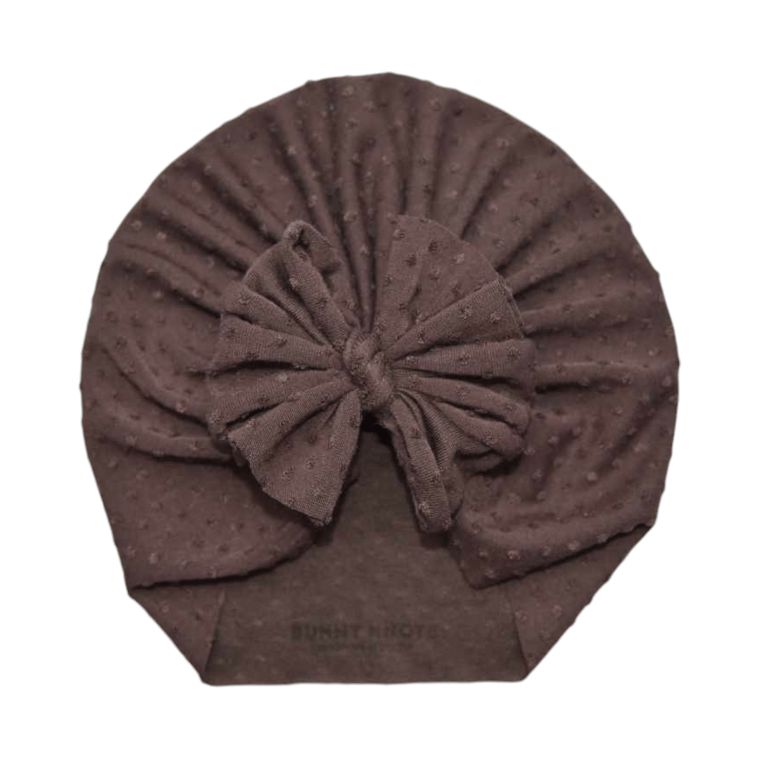 Leche | French Roast Brown | Swiss Dot Headwrap - Bunny Knots