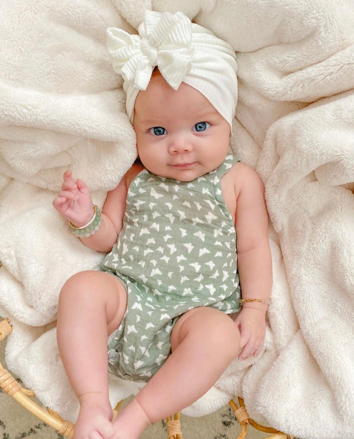 James | Cloud White | Brushed Rib Headwrap - Bunny Knots