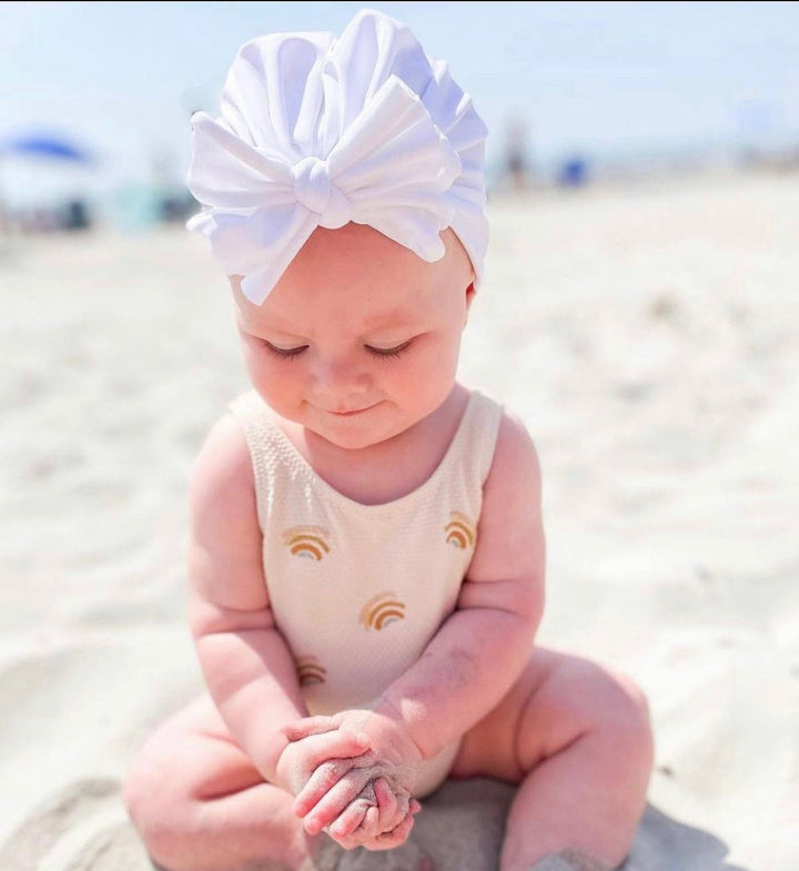 Genevieve | Cloud White | Swim Headwrap - Bunny Knots