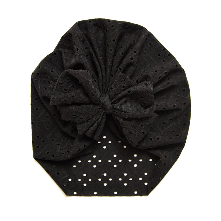 Willoughby | Black | Eyelet Headwrap - Bunny Knots