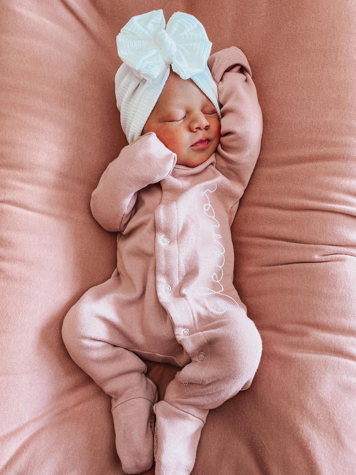 James | Cloud White | Brushed Rib Headwrap - Bunny Knots