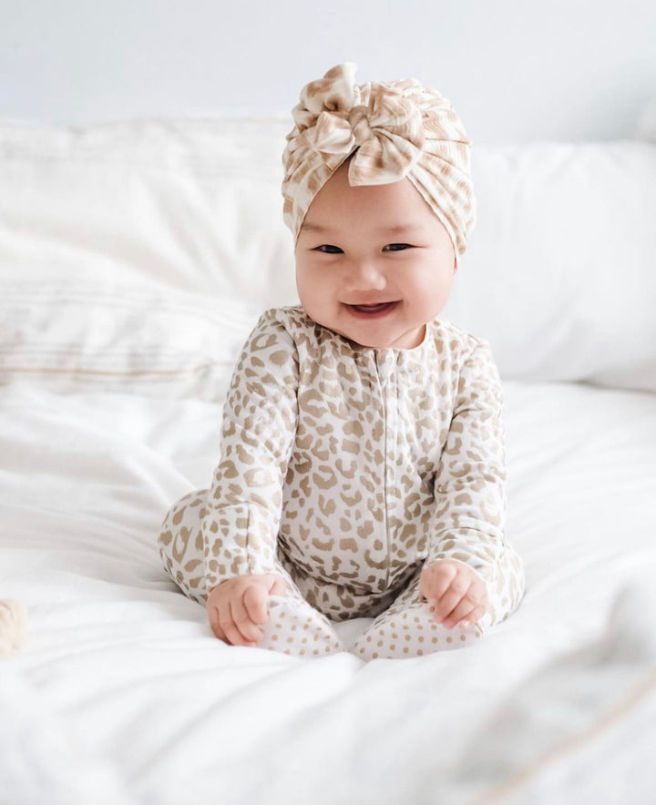 Savvy | Natural Leopard | Brushed Rib Headwrap - Bunny Knots